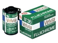 Picture of a Fujichrome Velvia film canister and package