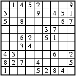 Sample sudoku puzzle