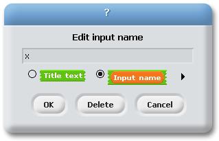 Editing input 'x'