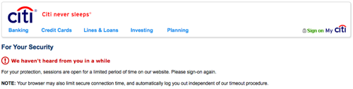 Citi security re-login