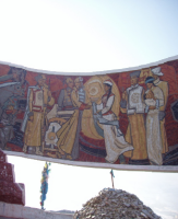 mural image, carved horiz