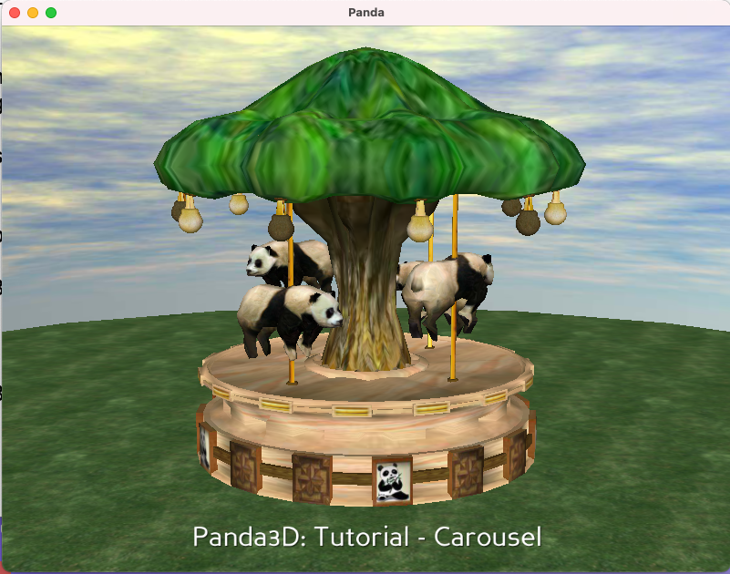 Screenshot of a Panda carousel animation in Panda3D