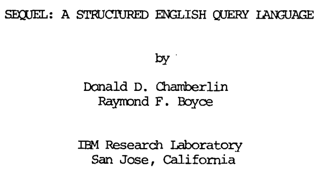 Screenshot of original paper on SEQUEL