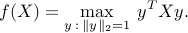  f(X) = max_{y ::: |y|_2 = 1} : y^T X y . 